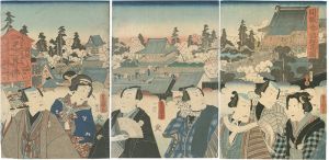 豊国三代 国久「開帳参詣群集図」