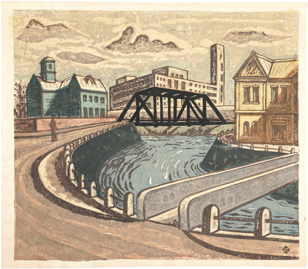Tagawa Ken “Landscape with Iron Bridge (Dejima Bridge)”