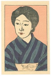 Ishii Hakutei / Actress Print : Shimoyama Kyoko as Akagashi Mitsue 