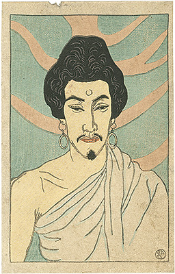 Ishii Hakutei “Kabuki Actor Print : Morita Kanya as Budda”