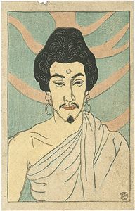 Ishii Hakutei / Kabuki Actor Print : Morita Kanya as Budda