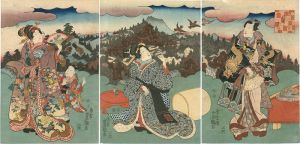 Toyokuni III / Genji Clouds in the Peaks of Mt.Kurama [げんじ雲鞍馬がたけ]