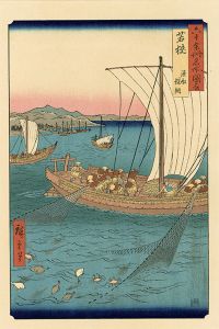 Famous Views of the Sixty-Odd Provinces / Wakasa Province: A Fishing Boat Netting Flatfish【Reproduction】	