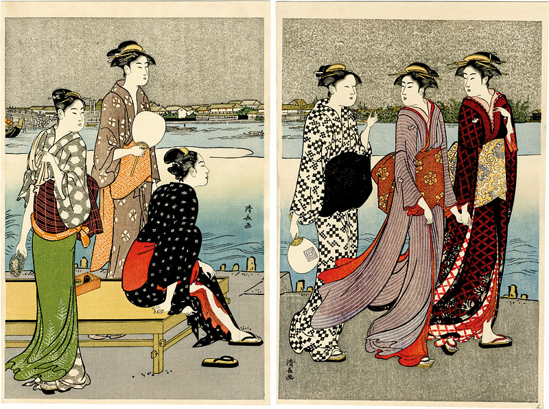 Kiyonaga “Enjoying the Evening Cool on the Banks of the Sumida River 【Reproduction】	”