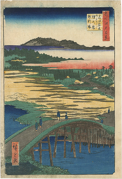 Hiroshige I “100 Famous Views of Edo / Sugatami Bridge, Omokage Bridge and Jariba at Takata”