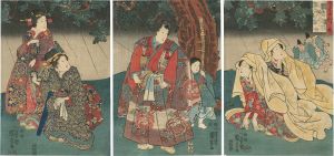 Kuniyoshi / Viewed As the Five Phases(Mitate Gogyo) / Wood, Yadorigi [見たて五行 木　やどり木]
