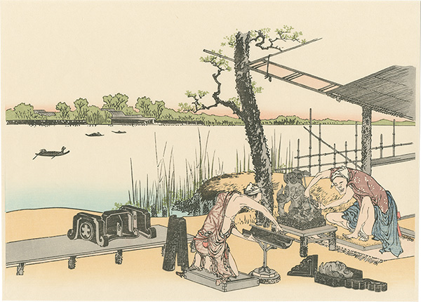 Hokusai “Ceramic factory at Imado , Asakusa【Reproduction】”
