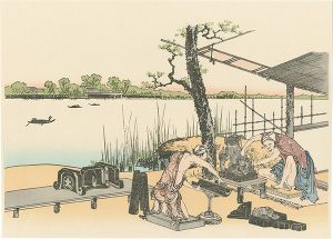 Hokusai / Ceramic factory at Imado , Asakusa【Reproduction】 [浅草今戸【復刻版】]