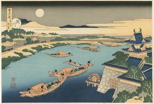 Hokusai / Snow, Moon and Flowers : Moon over Yodo River【Reproduction】 [雪月花　淀川【復刻版】]