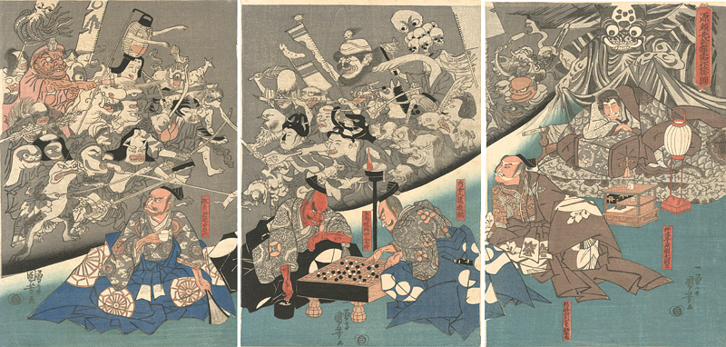 Kuniyoshi “Minamoto Yorimitsu ko yakata Tsuchigumo saku Yokai no zu”