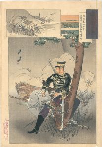 Koto / The Japanese Spirit / Scout Higashibata Rinpei, Though Seriously Wounded, Bravely Routs the Enemy Soldiers [日本魂　斥候東端林平 重傷負けて当奮闘敵兵を走す図]