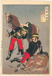 Kiyochika / Mirror of Army and Navy Heroes / Captain Asakawa and Cavalry Kimura Genmatsu [陸海軍人高名鑑　浅川大尉 二等騎兵木村源松氏]