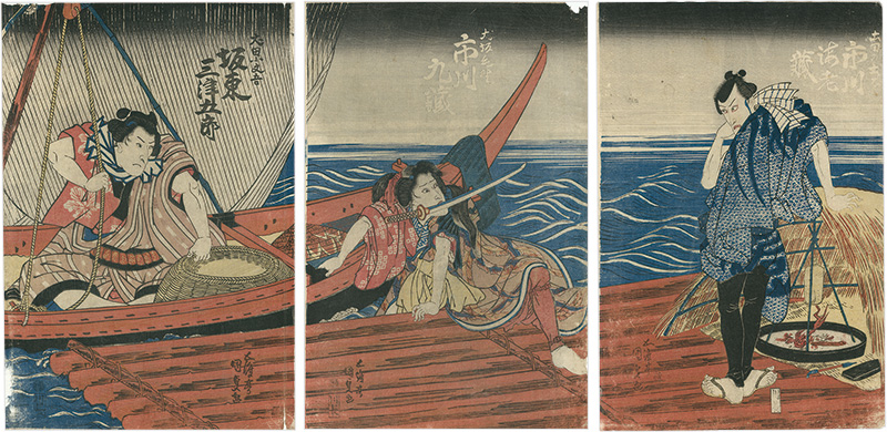 Kunisada I “Kabuki Play: Hakken-den Uwasa no Takadono”