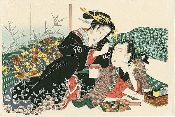 Eisen “Woman Smoothing the Man's Hair【Reproduction】”