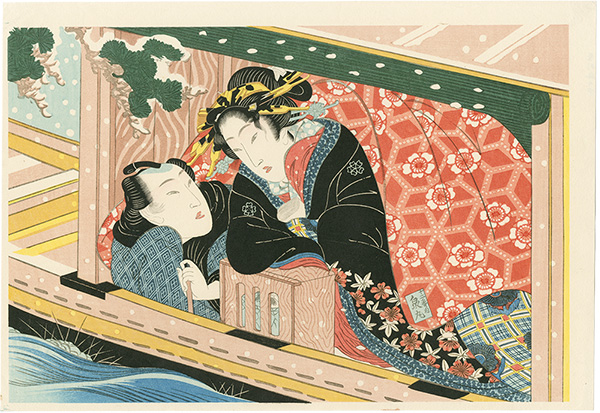Eisen “Young Couple in a Boat【Reproduction】”