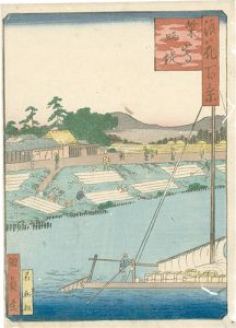 Kunikazu / One Hundred Views of Naniwa / Manufacturing Kunijima-Sarashi at Enbankment  [浪花百景　柴島晒堤]