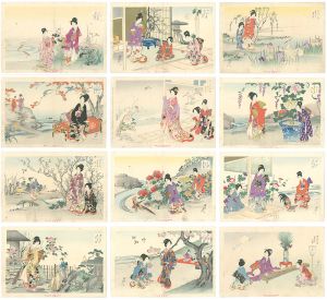 Chikanobu / Juni Hito-e : Twelve-layered Kimono Alluded to Twelve Months [十二ひと絵]
