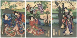 Kunichika / The Modern Styles of Sho-chiku-bai / Gathering Bamboo Shoots in the Garden [今様松竹梅の内　園の子竹狩]