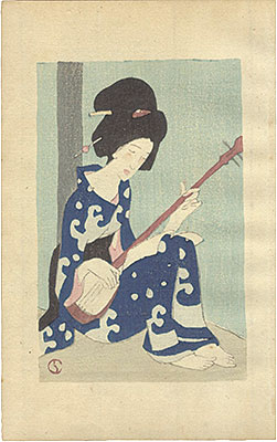 Takehisa Yumeji “Original Woodblock Print from The Book "Shamisengusa"”