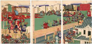 Yoshitora / The Picture of Surrendering of Otsu-Sakamoto-jo Castle (tentative title) [大津坂本城明渡之図（仮題）]