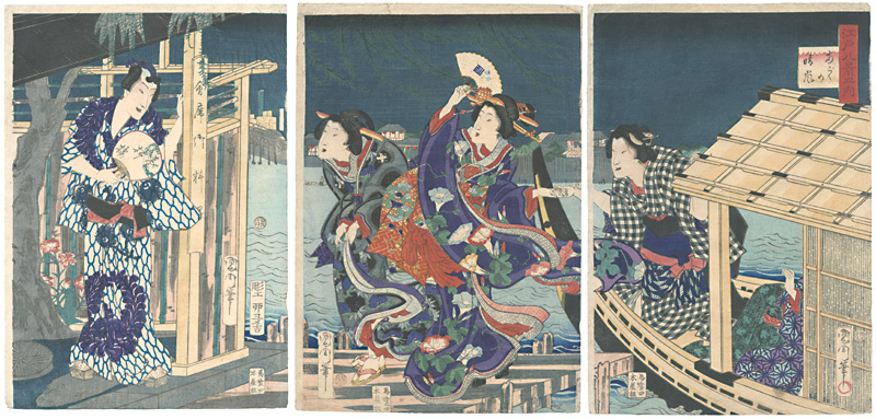 Kunichika “8 Views of Edo /  Clearing Weather at Ryogoku”