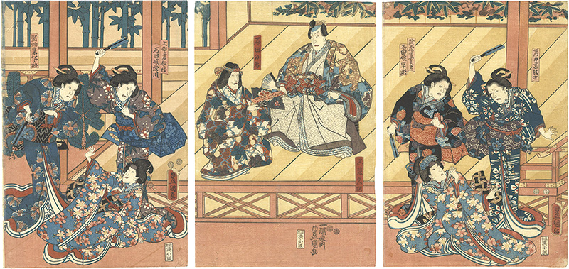 Toyokuni III “Kabuki Play: Hama no Masago Tsukinu Gohiiki”