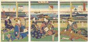 Yoshitora, Hiroshige III / Sankyoku Trio (Shamisen, Koto and Kokyu) of the Noted Courtesans [名妓三曲合]