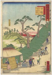 Hiroshige III / The Travel Journal of the Revised Fifty-three Stations of Famous Places in Tokai / No. 28: Nissaka [東海名所改正道中記 廿八　日坂 小夜の中山]