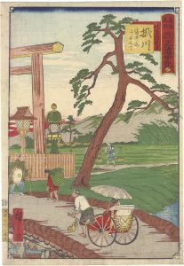 Hiroshige III / The Travel Journal of the Revised Fifty-three Stations of Famous Places in Tokai / No. 29: Kakegawa [東海名所改正道中記 廿九　掛川 秋葉道追分]