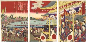 Chikanobu / Illustration of Horse Racing at Shinobazu in Ueno [上野不忍競馬ノ図]