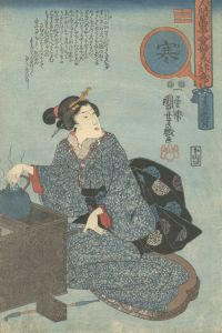 Kuniyoshi / Eight Views of Incidents in Daily Life / Kan (Cold) : Autumn Moon of Prudishly [人間万事愛婦美八卦意　寒　すましの秋の月]