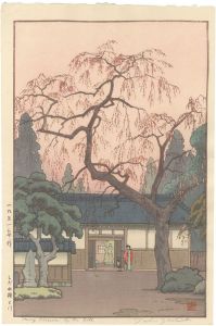 吉田遠志「しだれ桜と門」