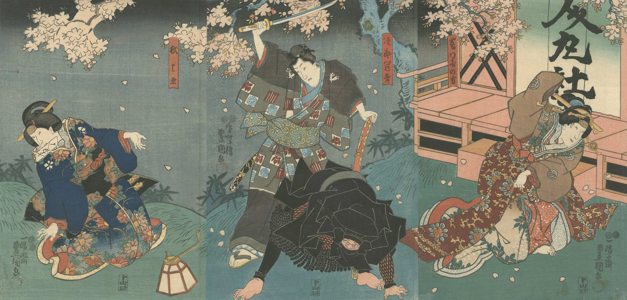 Toyokuni III “Kabuki Play: Higashiyama Sakura Soshi”