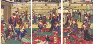 Yoshiiku / Shinagawa-ro in Kuretake-cho, Shin-Shimabara [新島原呉竹街 品川楼之図]