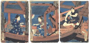 Toyokuni III / Enjoying the Cool of Evening at Ryogoku [両国夕涼之図]