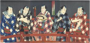 Toyokuni III / Modern Versions of Benkei on Gojo Bridge [五条之橋見立弁慶]