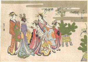 Eishi / The Excitement of New Year at Naka-no-cho in Yoshiwara【Reproduction】 [新吉原【復刻版】　 ]