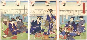 Toyokuni III and Kyosai / Famous Places in Edo / Scenery of Namiyoke in Tsukiji [江戸名所　築地浪除勝景]