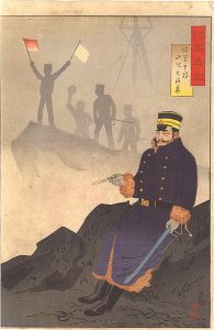 Kiyochika / Mirror of Army and Navy Heroes / Lieutenant-General Yamaji Motoharu [陸海軍人高名鑑　陸軍中将山地元治君]