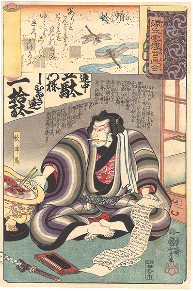 Kuniyoshi “Genji Clouds Matched with Ukiyo-e Pictures / Kagero: Akitsushima”