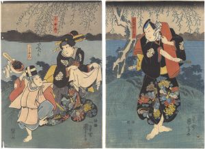Kuniyoshi / Kabuki Play: Tsukinode-mura Shiratsuyu Tamaya [月出村白露玉屋]
