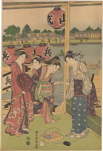 Enjoying the Evening Cool on the Banks of the Sumida River 【Reproduction】