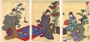 Chikanobu / Etiquette for Ladies / Sewing [女礼式裁縫の図]