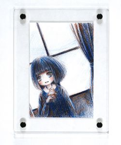 Red and blue pencil drawing works