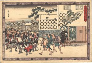 Hiroshige I / The Storehouse of Loyal Retainers / The Night Attack, Part 4: The Withdrawal [忠臣蔵　夜打四 引取]