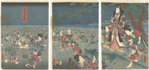 Toyokuni III / Gathering Shelfish at Akashi Bay [明石浦汐干狩図]