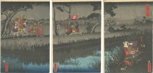 Yoshitora / Kikuchi Higo no kami Takemasa Ambushes the Enemy General [九州征伐菊池肥後守武政敵ノ大将ヲ脅カス]