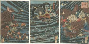 Yoshitoshi / The Heike Clan Fell into the Sea and Perished in the First Year of the Bunji Era [文治元年平家一門亡海中落入る図]