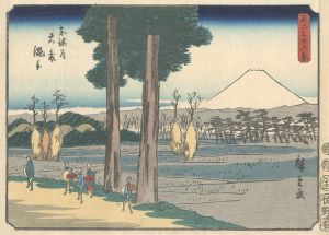 Hiroshige I / Thirty-six Views of Mount Fuji / Nawate at Ômori on the Tokaido [不二三十六景　東海道大森縄手]