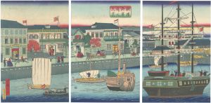 Hiroshige III / True View of Kaigan-dori Street, Yokohama [横浜海岸通リ之真景]